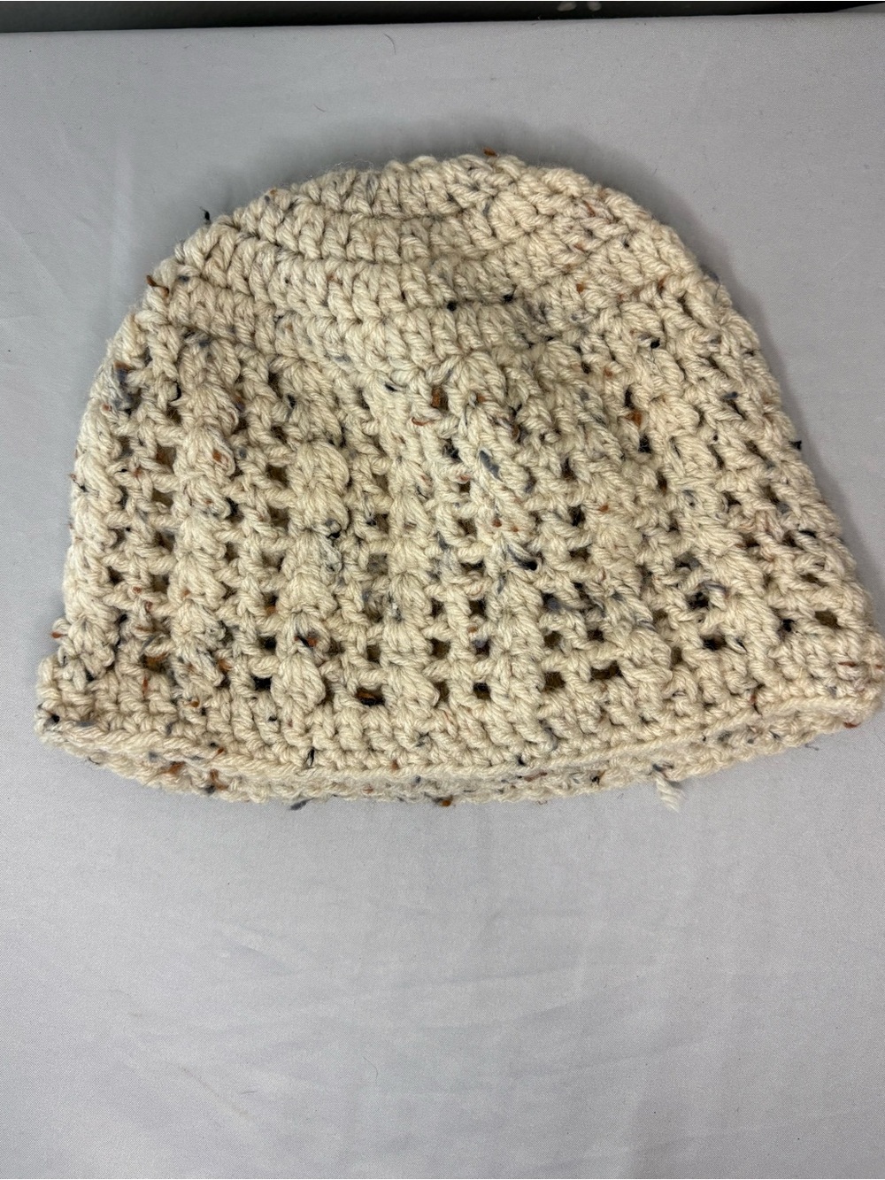Handmade Cream Speckled Crochet Beanie - Women Accessories
